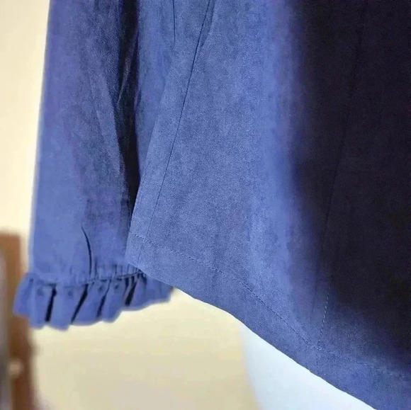 Cato Navy Collarless Ruffled Open Jacket Size Lg - Picture 3 of 5